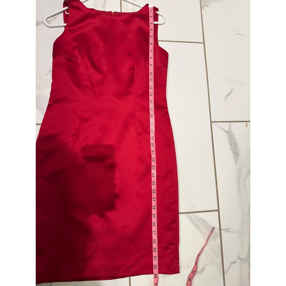 Talbots Petites Red Sleeveless Satin Sheath Dress Party Cocktail Occasion 4P - Picture 6 of 10
